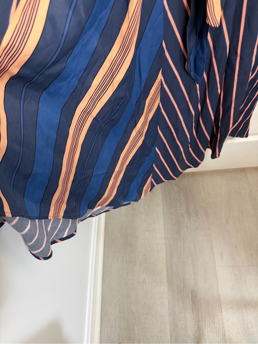 Maeve Navy and Peach Striped Sleeveless Midi Dress - Picture 6 of 6